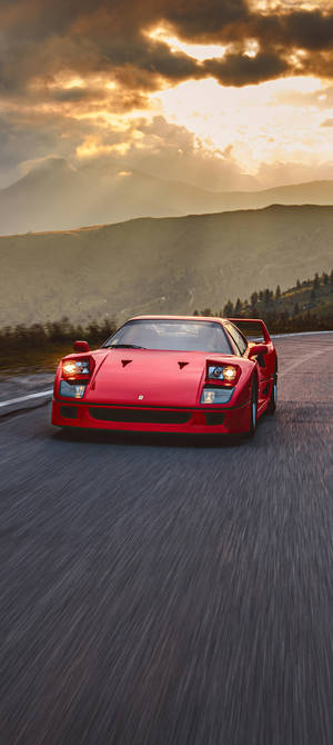 F40 Ferrari Phone During Sunset Wallpaper