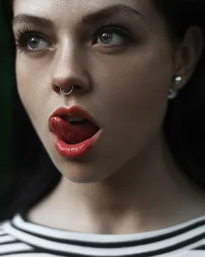 Face Piercing Woman Red Wallpaper