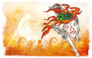 Faded Orange Okami Wallpaper