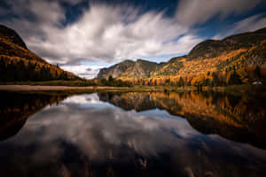 Fall Mountain With Thick Clouds Wallpaper