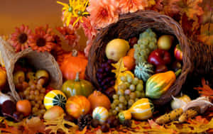 Fall Thanksgiving Fruit Basket Wallpaper