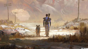 Fallout 76 – Man And Dog Painting Wallpaper