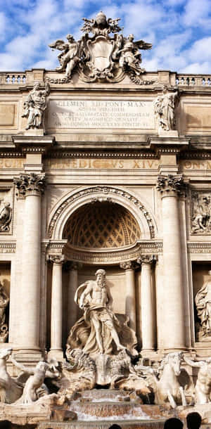 Famous Landmark On Rome Trevi Fountain Wallpaper