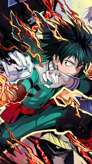 Fan Art Fire Deku Phone Wallpaper