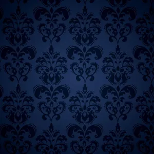 Fancy Dark Blue Damask Wallpaper
