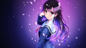 Fantasy Anime Girl In Purple Outfit Wallpaper