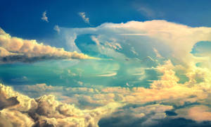 Fantasy Dragon Flying Above Thick Clouds Wallpaper