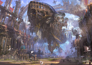 Fantasy Steampunk World Wallpaper