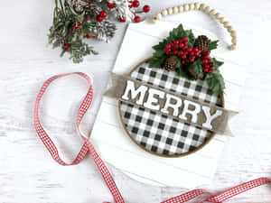 Farmhouse Christmas Ring With Hollies Wallpaper