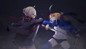 Fate Grand Order Artoria Vs Jeanne Wallpaper