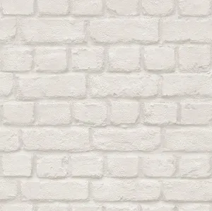 Faux Plastered White Brick English Bond Wallpaper