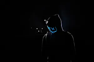 Fawkes Mask Man In Black Pc Wallpaper