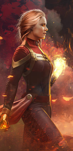 Fearless Captain Marvel Phone Wallpaper