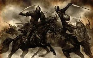 Fearsome Viking Warrior And His Loyal Steed Wallpaper