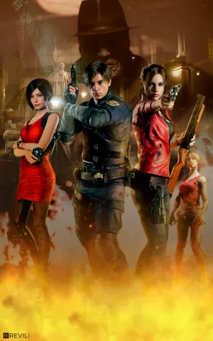 Feel The Heat With Claire Redfield And Leon S. Kennedy In Resident Evil 2 Wallpaper