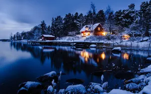 Feel The Tranquility Of A Beautiful Night During The Winter Season Wallpaper