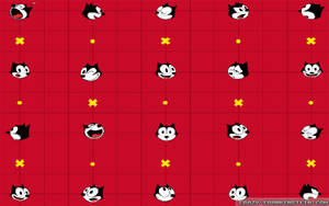 Felix The Cat Red Tile Pattern Wallpaper