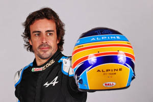 Fernando Alonso With Helmet Wallpaper