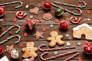 Festive Christmas Cookiesand Decorations Wallpaper