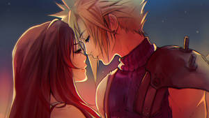 Ff7 Cloud Tifa Kiss Wallpaper