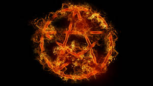 Fiery Pentagram In Black Wallpaper