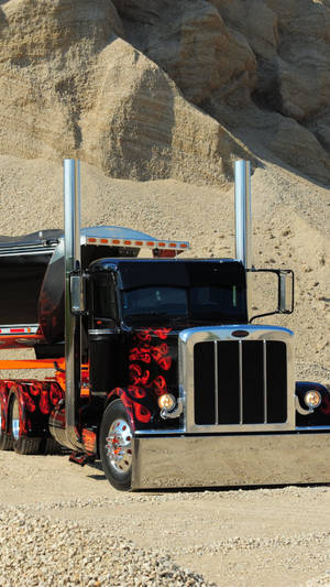 Fiery Peterbilt Truck Design Wallpaper