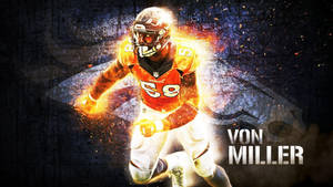 Fiery Von Miller Graphic Art Wallpaper