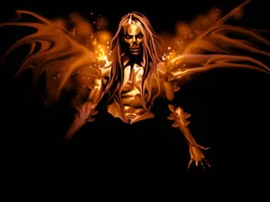 Fiery Winged Demon Art Wallpaper