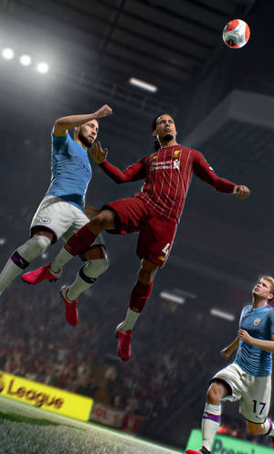 Fifa 21 Intense Kickoff Between Two Football Teams Wallpaper