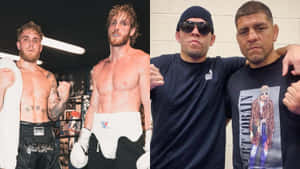Fighter Siblings Jake And Logan Paul With Nate And Nick Diaz Wallpaper