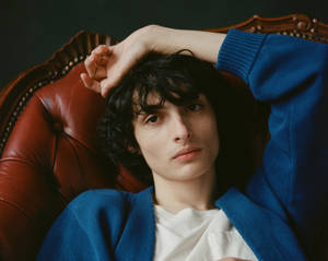 Finn Wolfhard In Blue Jacket Wallpaper