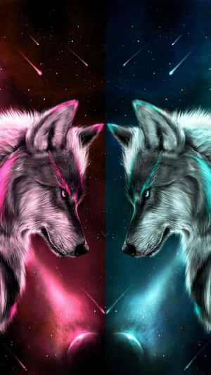 Fire And Ice Wolf Wallpaper