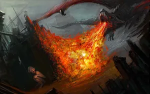 Fire Dragon And Sméagol Wallpaper