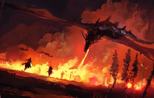 Fire Dragon Paint Art Wallpaper
