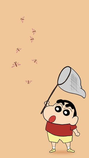 Firefly Catching Shin Chan Cartoon Wallpaper