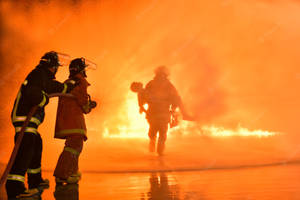 Fireman With A Victim Coming Out Of A Fire Wallpaper