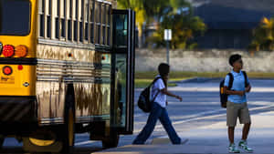 First Dayof School Bus Arrival Wallpaper