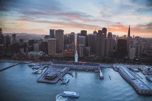 Fishermans Wharf And City Skyline Wallpaper