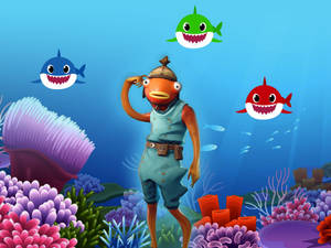 Fishstick Fortnite And Sharks Wallpaper