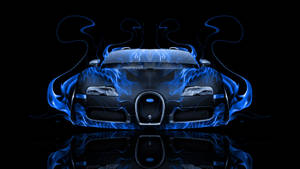 Flaming Blue Black Bugatti Wallpaper