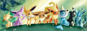 Flareon And Other Pokemon Standing Side By Side Wallpaper