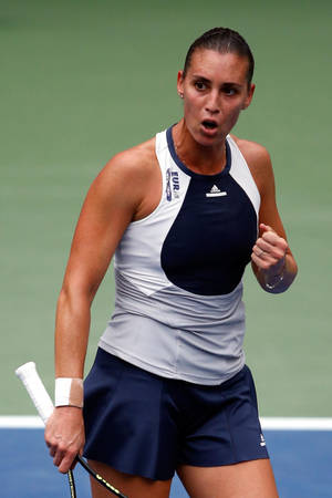 Flavia Pennetta Talking Inside Court Wallpaper