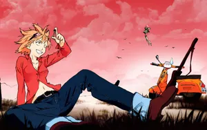 Flcl Smiling Haruko And Canti Wallpaper