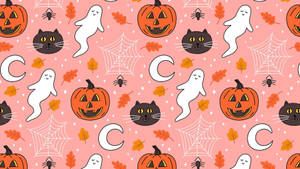 Floating Cartoon Halloween Characters Wallpaper