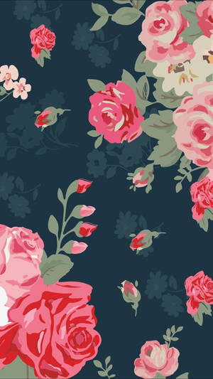 Floral Bright Pink Phone Wallpaper