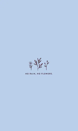 Floral Design On Blue Aesthetic Quote Iphone Wallpaper