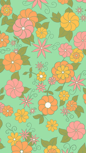 Floral Pink Orange Phone Wallpaper