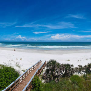 Florida Beach Long Wooden Boardwalk Wallpaper