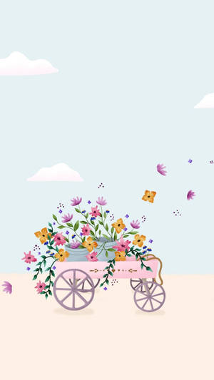 Flower Aesthetic Cart Wallpaper