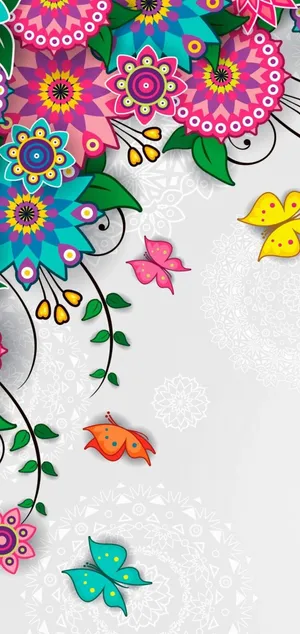 Flower Artwork Punch Hole 4k Wallpaper